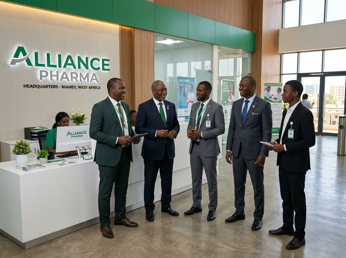L’équipe Alliance Pharma à la réception du siège social de Niamey